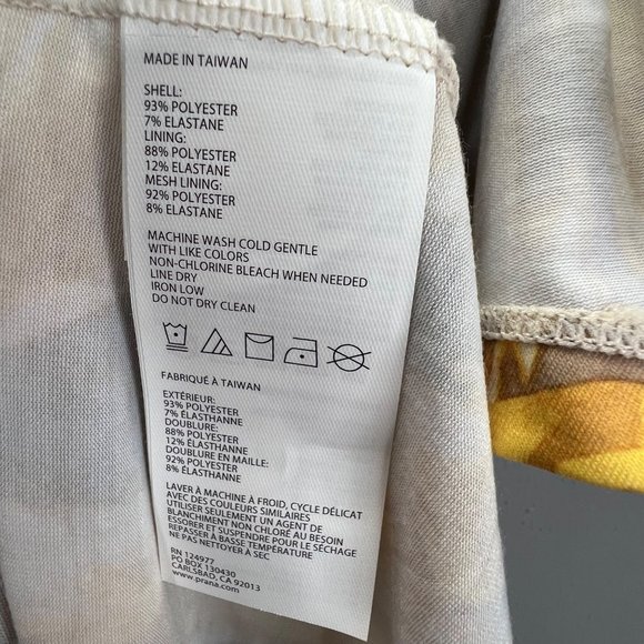 Prana Skypath Dress S Canella Panama Yellow Palm Print Built in Bra NWT - Picture 7 of 7